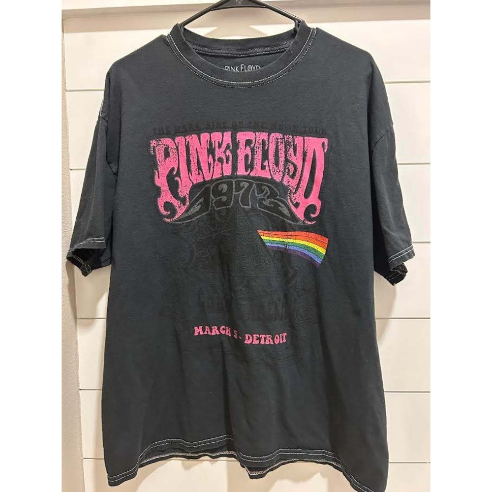 Pink Floyd 1973 Dark Side of the Moon Tour T-Shirt Detroit Black Mens Large